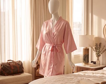Bata kimono de satén sedoso para mujer