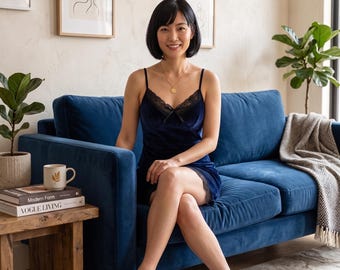 Luksusowa, miękka aksamitna mini sukienka do leniuchowania i snu