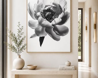 Peony Fine Art Print | Black and White Floral Art | Museum Quality Matte Print | Mapplethorpe Inspired Flower Photography | Bedroom Decor