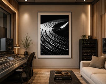 Black and White Cymbal Wall Art, Music Studio Decor, Abstract Drum Photography, Minimalist Music Print, Museum Matte Poster