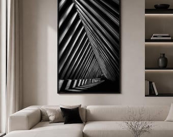 Black and White Architectural Print, Modern Geometry Wall Art, Abstract Architecture Photography, Minimalist Monochrome Decor