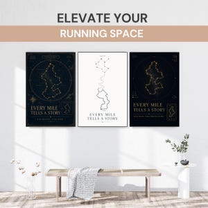 Every Mile Tells A Story Wall Art Bundle Printable | Running Constellation Poster Set | GPS Route Star Map Digital Print | Runner Decor