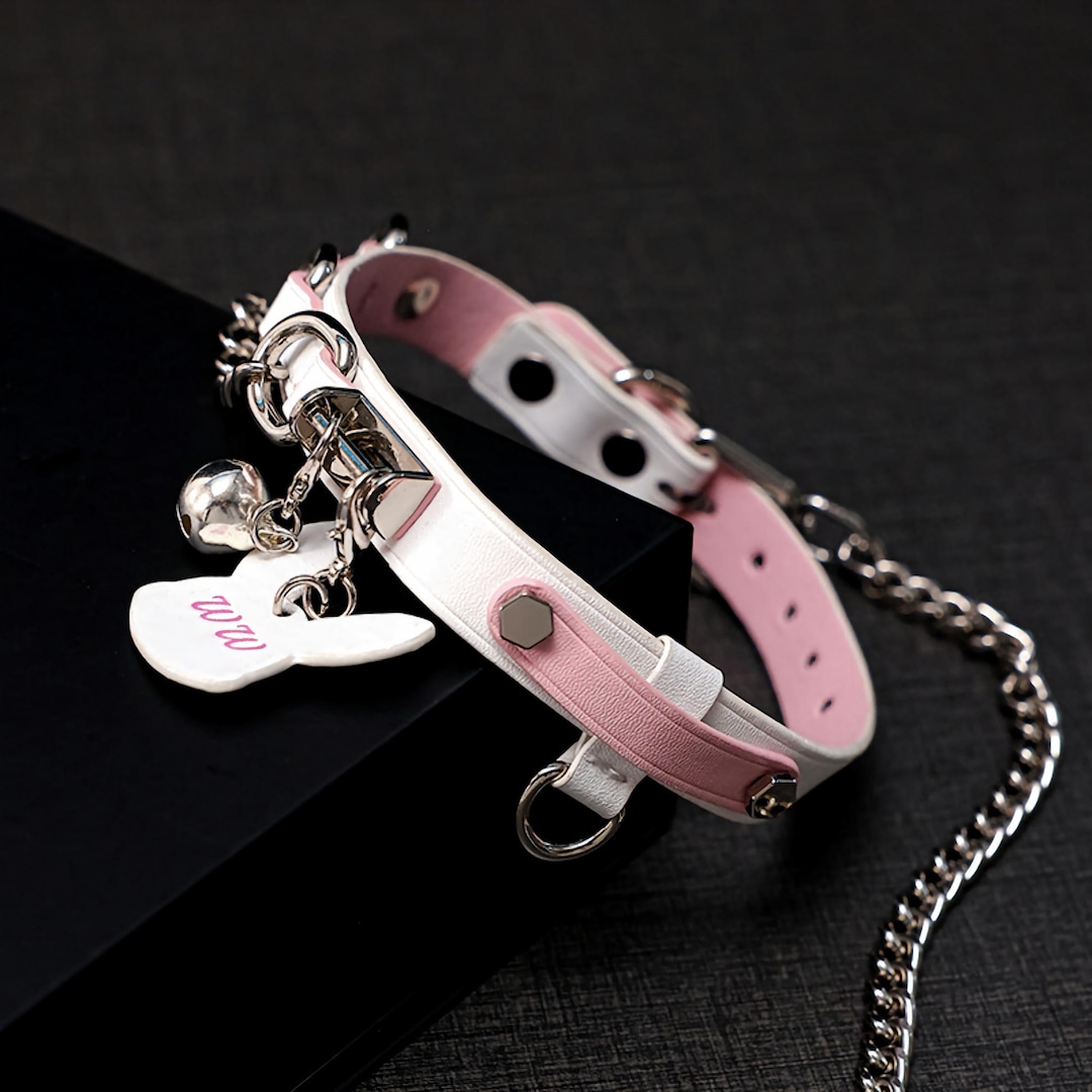 Handmade Bunny Collar and Leash Set - Adjustable Leather Pet Play Collar With 36" Chain - Etsy