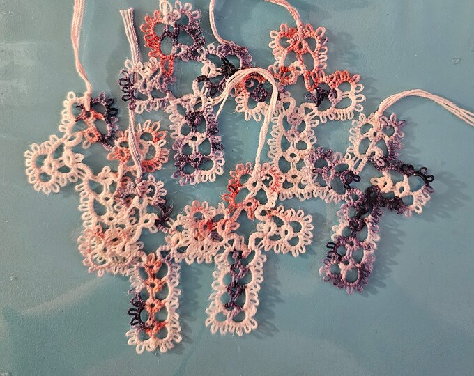 Handmade Tatted Lace Cross Bookmark