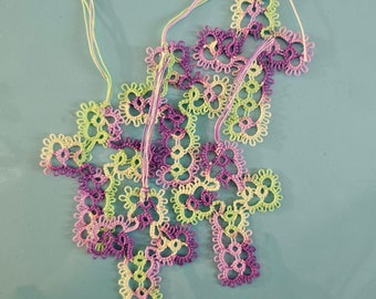 Handmade Tatted Lace Cross Bookmark - Scottish Thistle