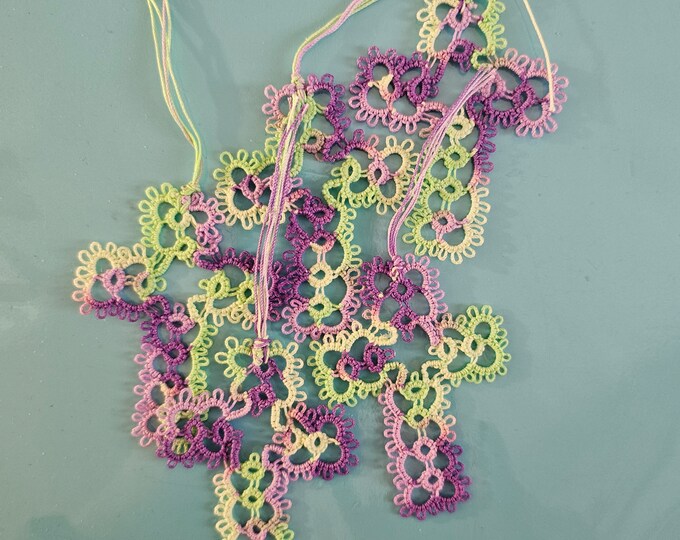 Handmade Tatted Lace Cross Bookmark - Scottish Thistle
