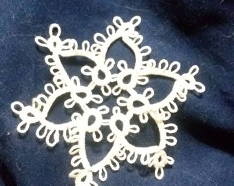 Handmade Tatted Christmas Ornament - Snowflake