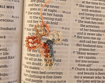 Handmade Tatted Lace Cross Bookmark