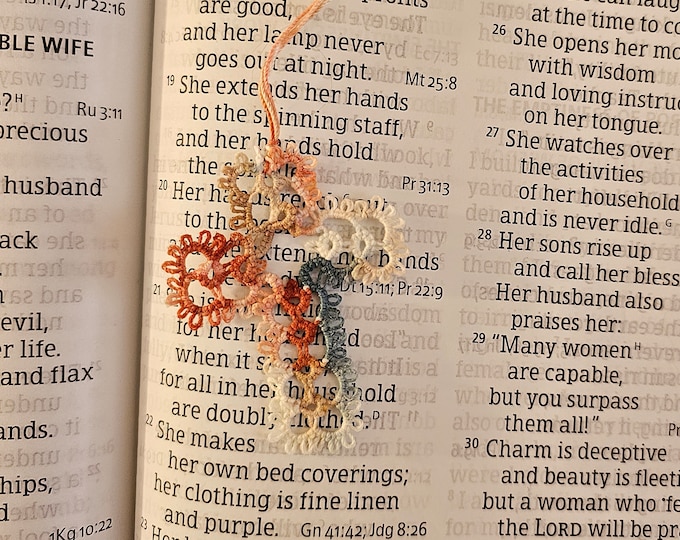 Handmade Tatted Lace Cross Bookmark
