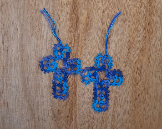 Handmade Tatted Lace Cross Bookmark