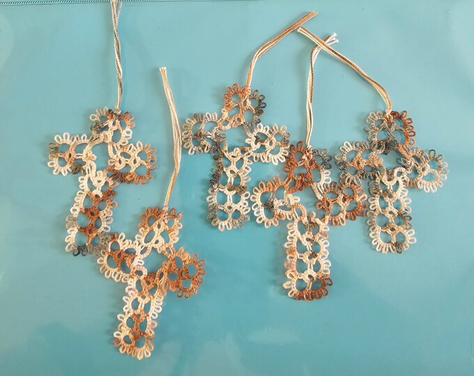 Handmade Tatted Lace Cross Bookmark