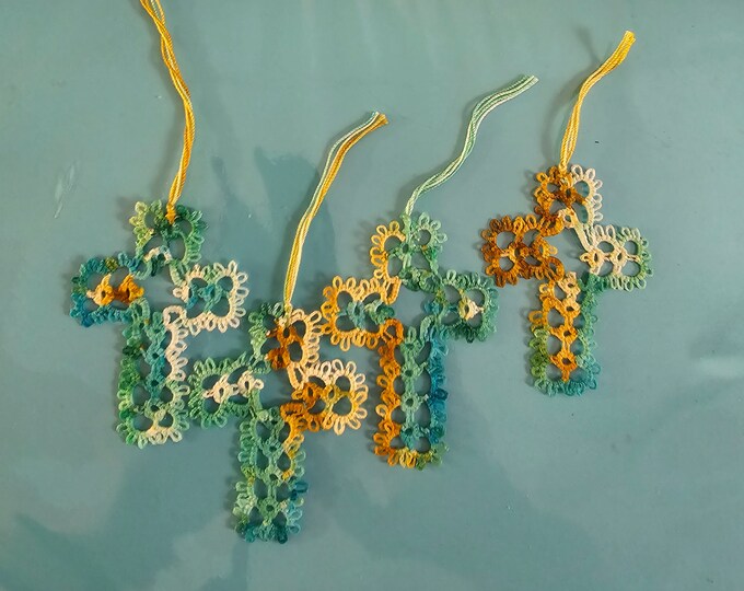 Handmade Tatted Lace Cross Bookmark