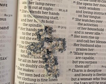 Handmade Tatted Lace Cross Bookmark
