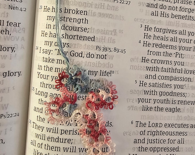 Handmade Tatted Lace Cross Bookmark