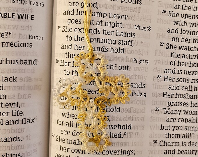 Handmade Tatted Lace Cross Bookmark