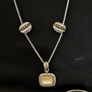 Vintage Avon 35” Reversible Pendant Necklace & Magnetic Earrings Set | Two Tone Convertible Jewelry