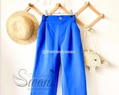 Girls Blue Wide Leg Pants | Toddler & Kids Elastic Waist Trousers
