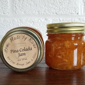 Pina Colada Preserve in 8 oz - All the Flavors of the Island Packed into a Jam - Small Batch - Made in New Hampshire - Gifts for Her