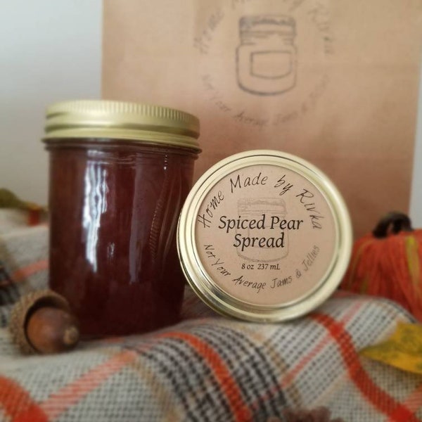 Spiced Pear Spread in 8 Oz Jar - Hints of Cinnamon Make This Low-Sugar Spread a Fall and Winter Necessity