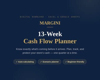 13-Wochen Cash Flow Planer für kleine Unternehmen | Excel & Google Sheets Vorlage | Wöchentlicher Cash Flow Forage Tracker für Ladenbesitzer