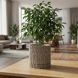 Rillen Übertopf Sandbeige Matt / Ribbed Planter Pot Matte Beige | Geometrisches Muster | Japandi Skandinavisch Minimalistisch Indoor Plant