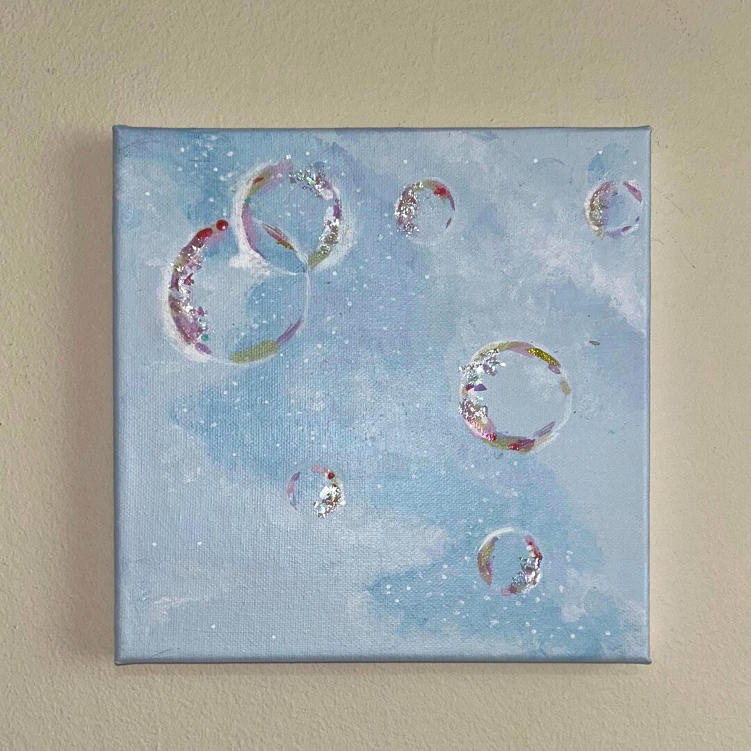 Pastel Blue Bubbles Painting Acrylic on Canvas by Me - Etsy Australia