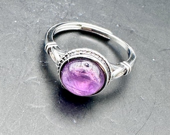 Amethyst 18K gold plated adjustable ring fits all ring sizes