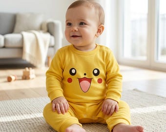 Pikachu-babyromper katoen, anime-babyoutfit, Pokemon-cosplay-baby-romper, schattige babyjumpsuit, cadeau-anime kindernacht- en nachtkleding
