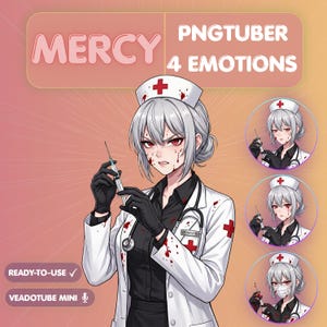 Horror Female PNGTuber Model, Anime Dark Doctor Girl, Veadotube Mini, Spooky Girl Streamer, Yandere Streamer Model