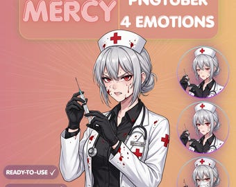 Horror Nurse PNGTuber Model, Anime Dark Doctor Girl, Veadotube Mini, Spooky Girl Streamer, Yandere Streamer Model