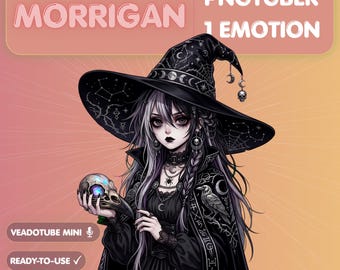 Modello PNGTuber Strega per Veadotube Mini, Avatar Anime Occulto Oscuro, Streamer Goth, Ragazza Strega Celestiale, Twitch YouTube Discord