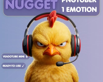 Modello PNGTuber di pollo 3D, pulcino gamer scontroso, mini Veadotube, avatar di streamer di animali divertenti
