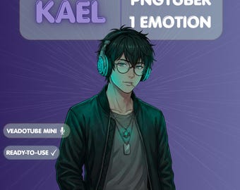 Male PNGTuber Model, Anime Boy Streamer Avatar, Veadotube Mini, Gamer PNG Tuber, Dark Style Twitch Model