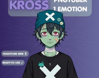 Modello PNG di Zombie Boy per Veadotube Mini, Dark Anime Eboy, Avatar streamer gotico, download digitale per Twitch e Discord.