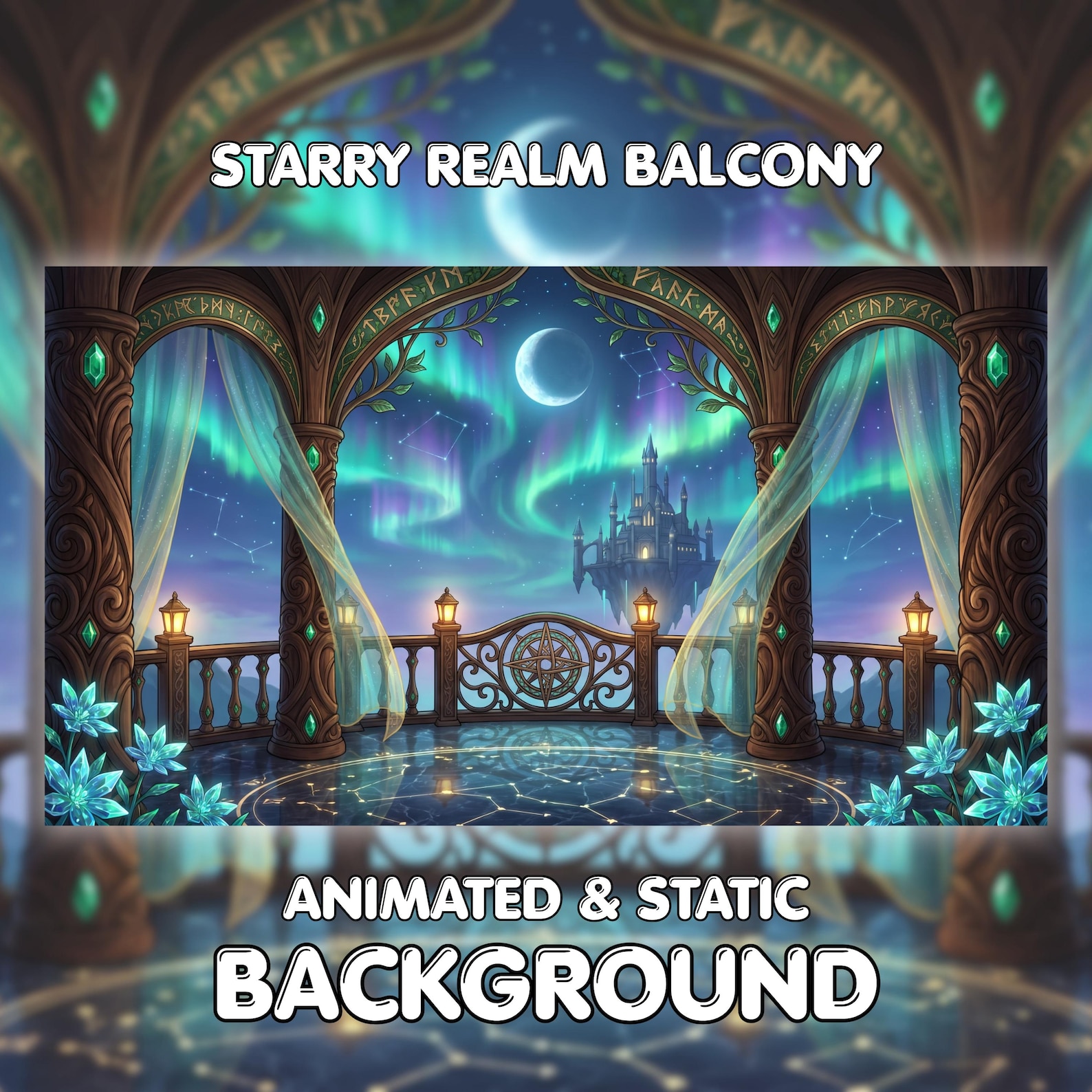 Animated Vtuber Background, Starry Realm Balcony, Elven Fantasy, Stream ...
