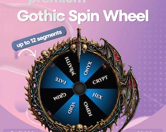 Widget Twitch Premium Spin Wheel, Ruota della Fortuna Gotica per Streaming, Gioco Subathon StreamElements, Risorsa VTuber Dark Fantasy, Roulette di Chat
