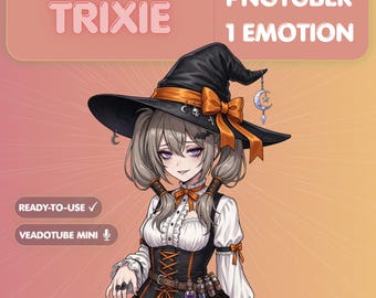 Halloween Witch PNGTuber Model, Anime Girl Veadotube, Spooky Streamer Avatar, Twitch Reactive PNG, Goth Potion Witch