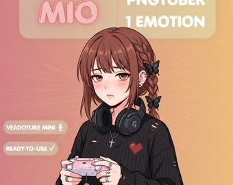 Cozy PNGTuber Model, Brown Hair Anime Twitch Avatar, Veadotube Mini, Gamer Girl, Stream Assets, Twitch, Discord, Kick, Custom Toggles Vtuber