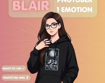 Female PNGTuber Model, Witchy Anime Girl, Veadotube Mini, Twitch Streamer, Cat Eye Glasses, Dark Aesthetic, PNG Tuber Avatar, Kick YouTube