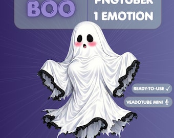 Ghost PNGtuber Model, Gothic Kawaii Veadotube, Cute Spooky Streamer, Halloween Anime Avatar, Twitch Kick YouTube Reactive