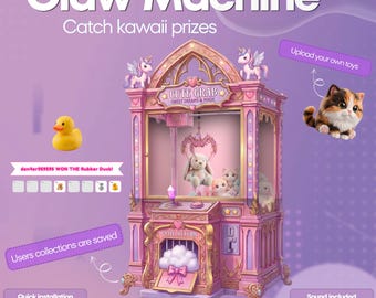 Kawaii Twitch Widget Interactive StreamElements Chat Mini Game Claw Machine Gacha PNGTuber Asset VTuber Overlay Cozy Stream Alert Subathon
