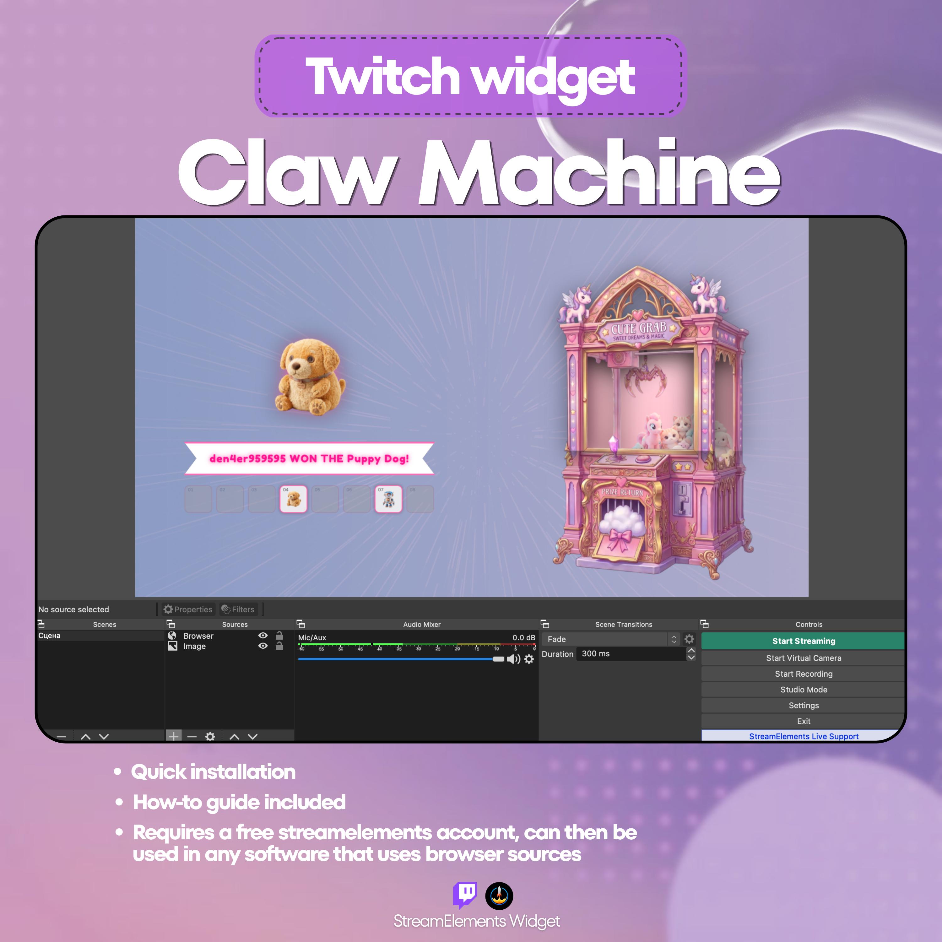 Kawaii Twitch Widget Interactive Streamelements Chat Mini Game Claw ...