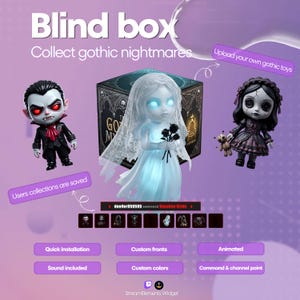 Gothic Blind Box Twitch Widget, Interaktivt Gacha-spel för StreamElements, Kanalpoängsbelöning och Chattkommando, Mörk Skräck Stream Overlay