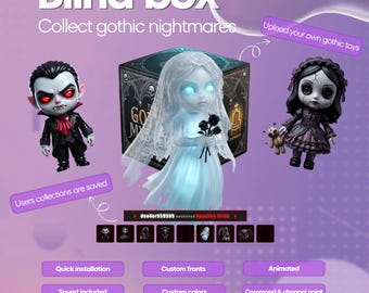 Gothic Blind Box Twitch-widget, interactieve Gacha-game voor StreamElements, kanaalpuntenbeloning en chatopdracht, donkere horrorstream-overlay