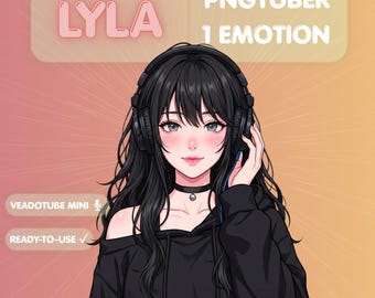 Modello PNGTuber anime accogliente, avatar 2D carino per lo streaming, VTuber gamer su Veadotube, download immediato