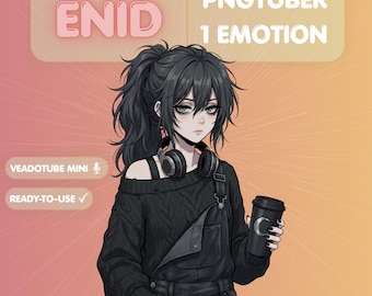 Dark Female PNGTuber Model, Anime Goth Girl Veadotube, Alt Streamer Avatar, Vtuber Model Twitch YouTube Kick
