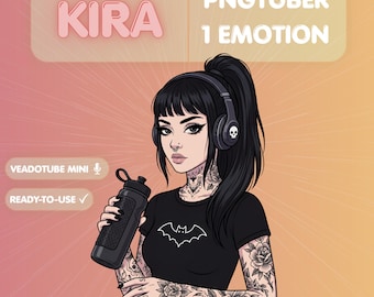 Goth PNGTuber Model, Alt Egirl Tattoo Streamer, Premade Veadotube Avatar, Twitch YouTube Kick