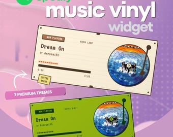 Twitch Music Player Widget OBS, Pixel Art Vinyl Stream Overlay, Spotify Widget Twitch, Apple Music & YouTube Now Playing TikTok Live