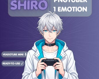 Modello Gamer Boy Pngtuber, risorse per streaming anime su Twitch, avatar Veadotube, download digitale