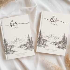 Mountain Wedding Vow Books, Personalized His and Her Vows Book, Adventure Wedding Gift, Forest Ceremony Journal, Gift for bride and groom